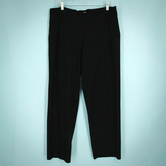 Eileen Fisher Size Large L Black Stretch Crepe Pull On Tapered System Knit Pants - Picture 1 of 6